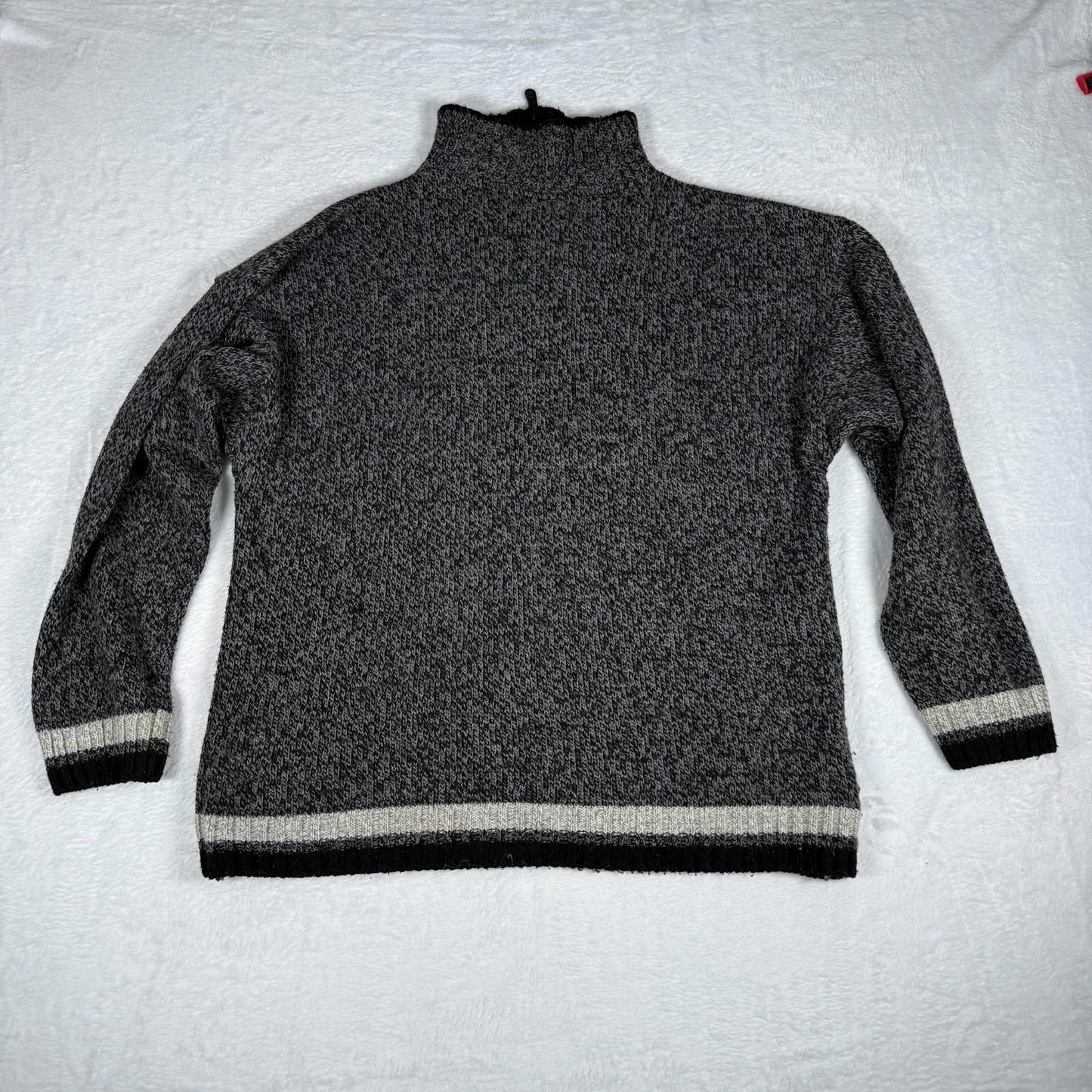 Men’s 1/4 Zip Knit Sweater Grey Black Large
