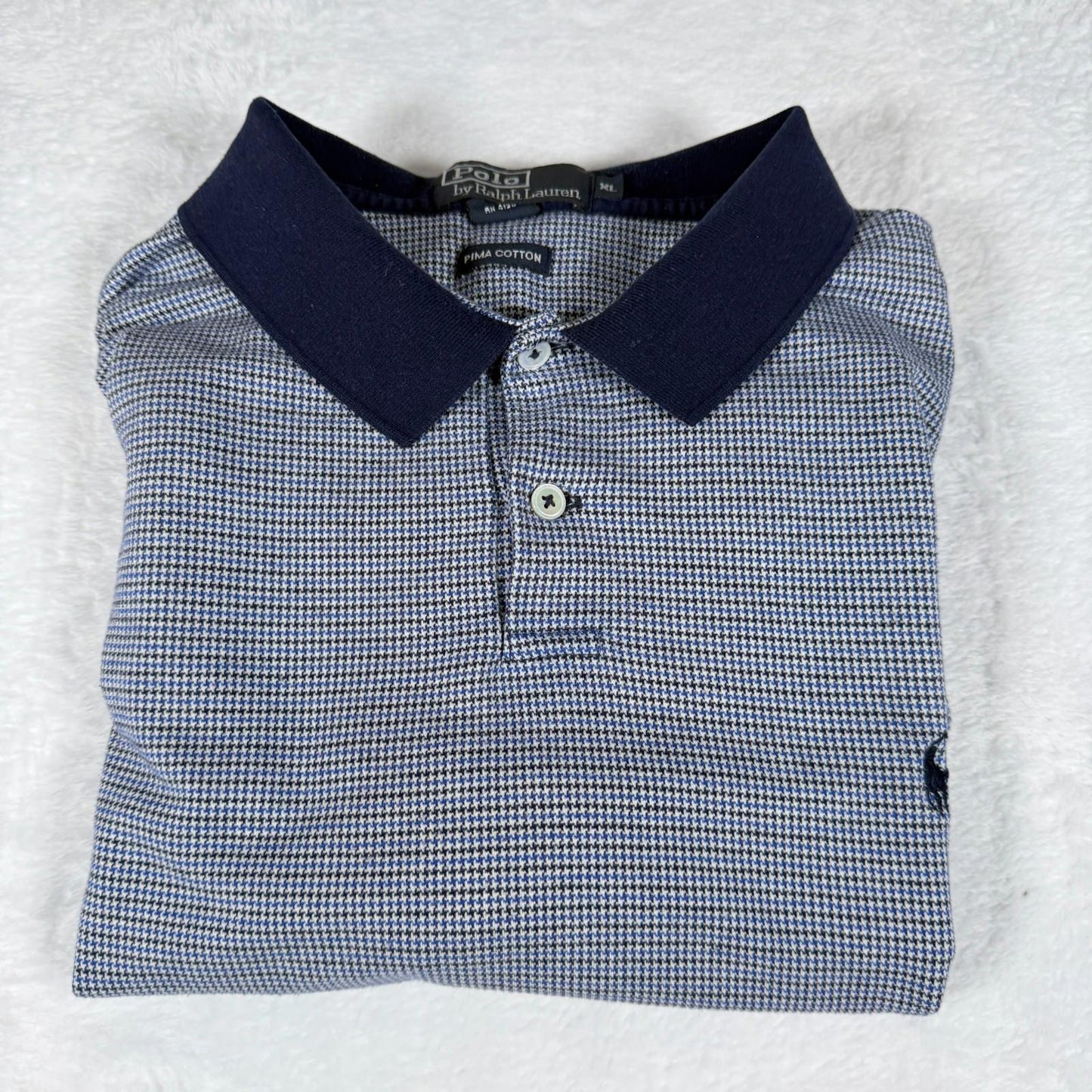 Vintage Polo Ralph Lauren Polo Navy Collar Blue Check