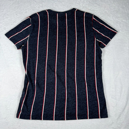Hollister California Men’s TShirt Small Navy Stripe Spell Out