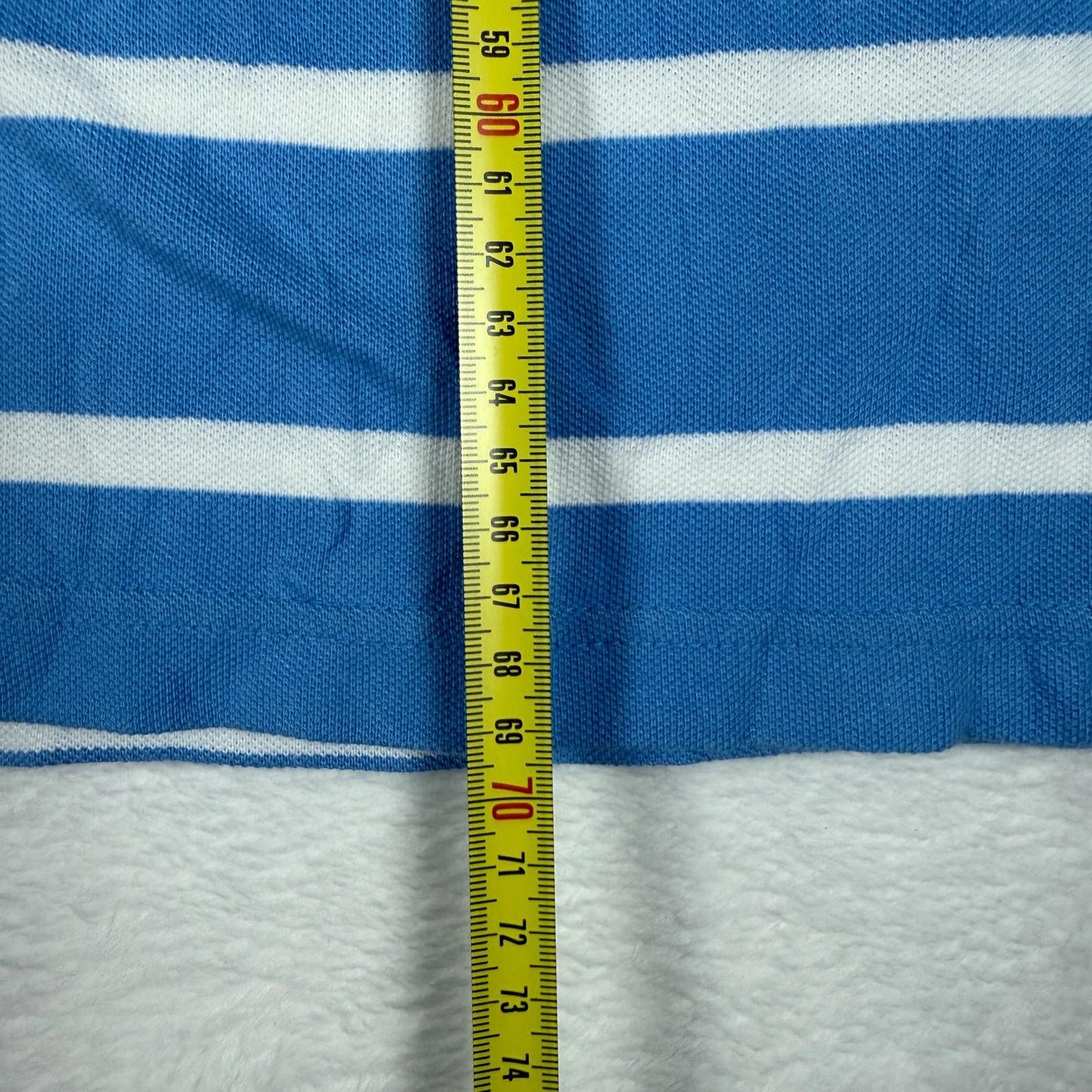 Chaps Polo Shirt Mens Large Blue White Striped