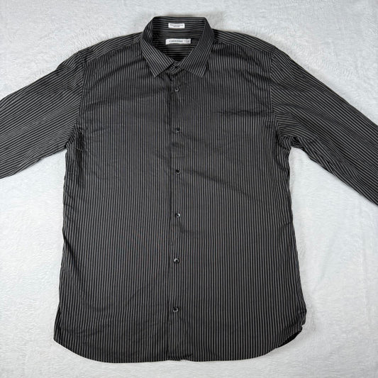 Mens Calvin Klein Shirt Black Grey Pinstripe