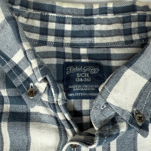 Faded Glory Men’s Blue White Plaid Shirt