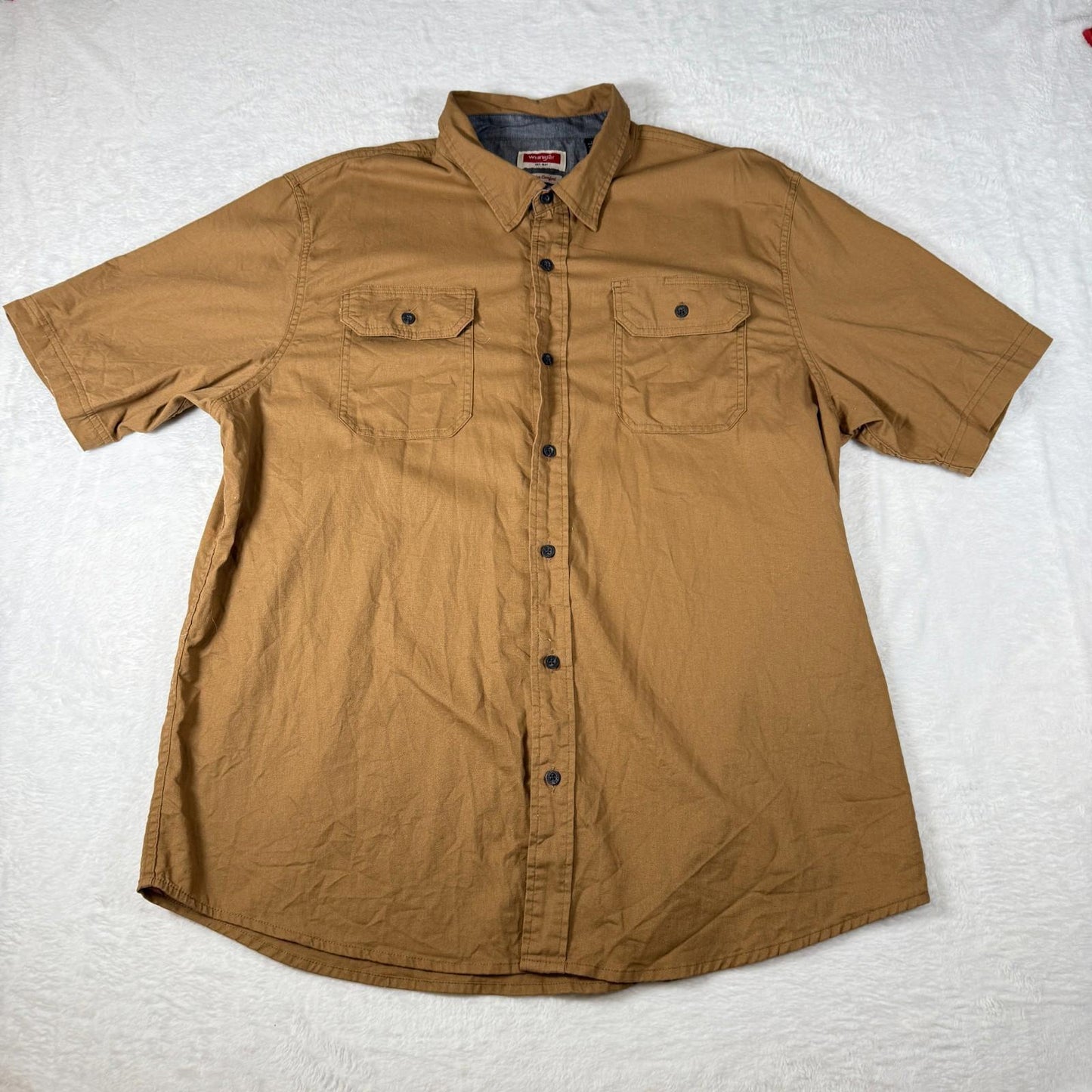 Wrangler Khaki Shirt Mens Short Sleeve