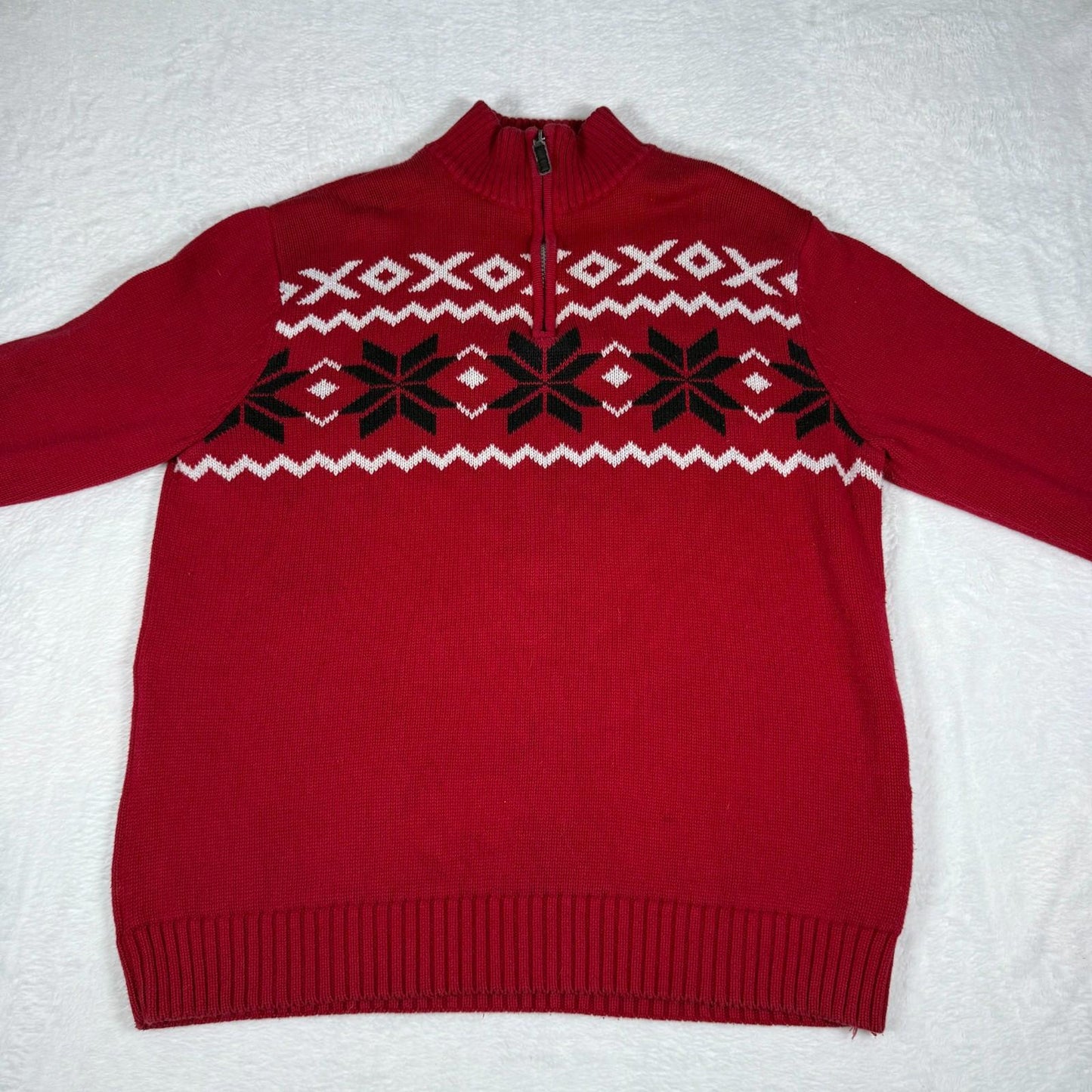 Chaps Knit Jumper Mens Large Red Fair Isle