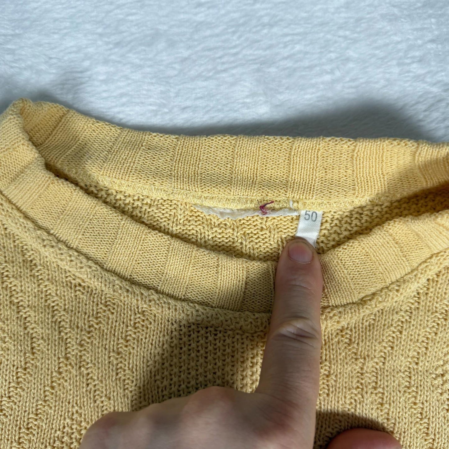 Vintage 80s Style Knit Jumper XL Yellow Diamond
