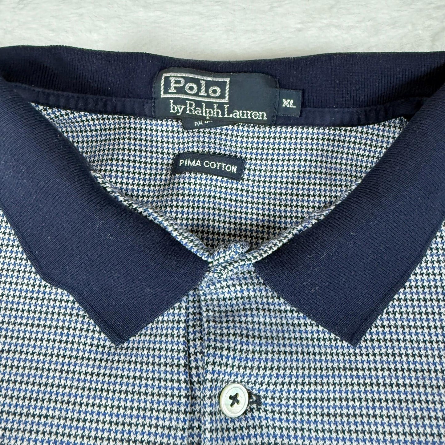 Vintage Polo Ralph Lauren Polo Navy Collar Blue Check