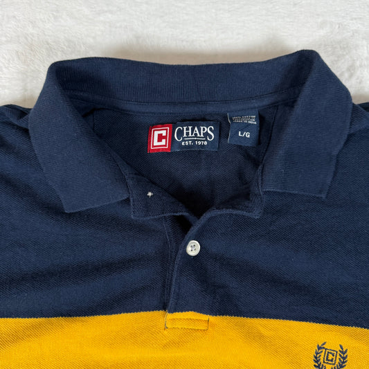 Chaps Navy/Yellow Long Sleeve Polo