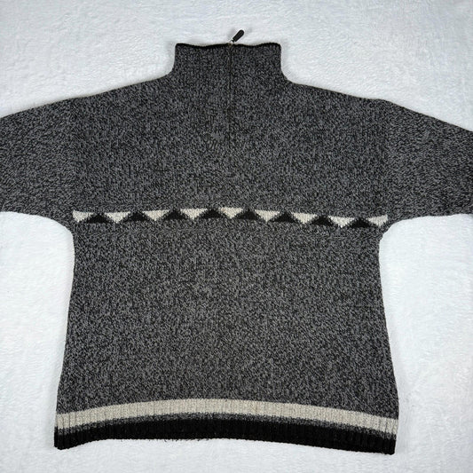 Men’s 1/4 Zip Knit Sweater Grey Black Large