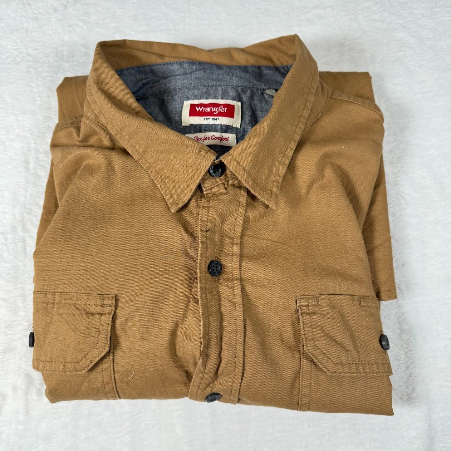 Wrangler Khaki Shirt Mens Short Sleeve
