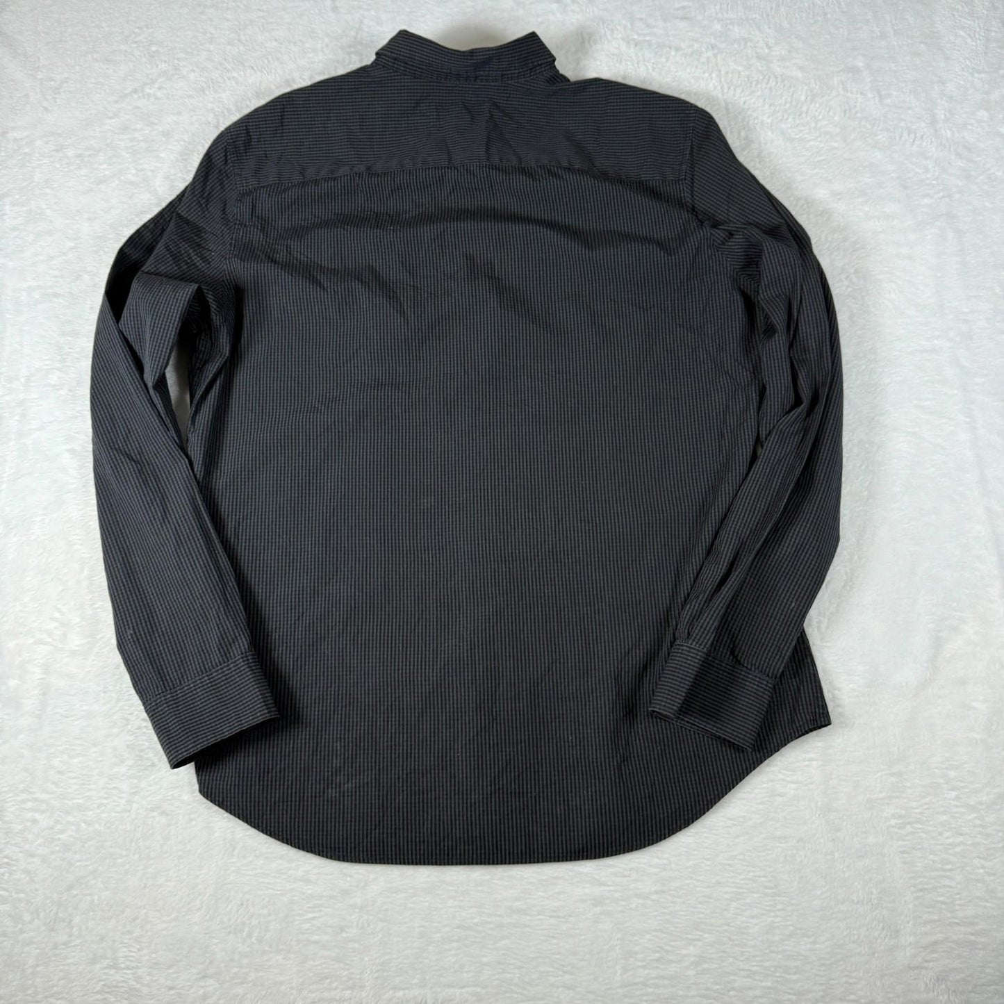 Calvin Klein Shirt Black Striped Slim Fit Men’s Large Long Sleeve - Good
