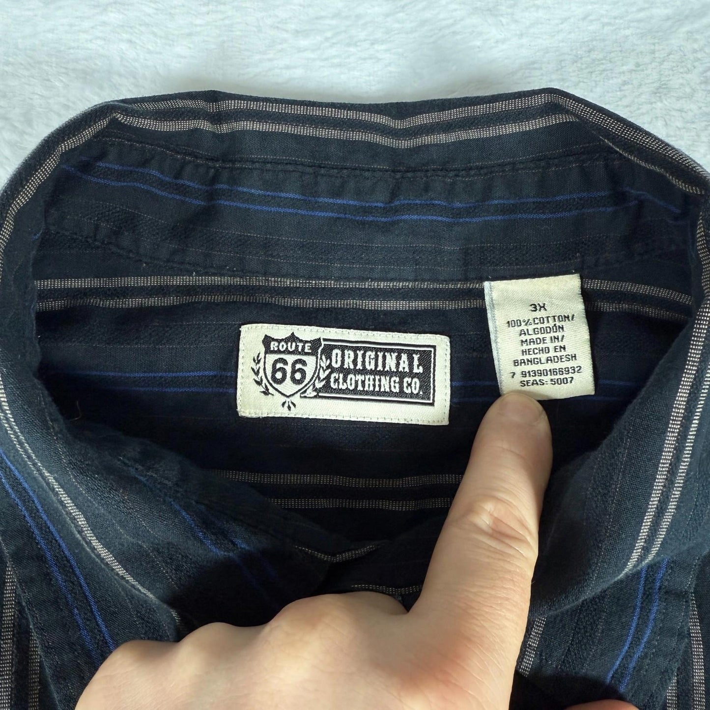 Route 66 Original Clothing Shirt 3XL Blue Striped