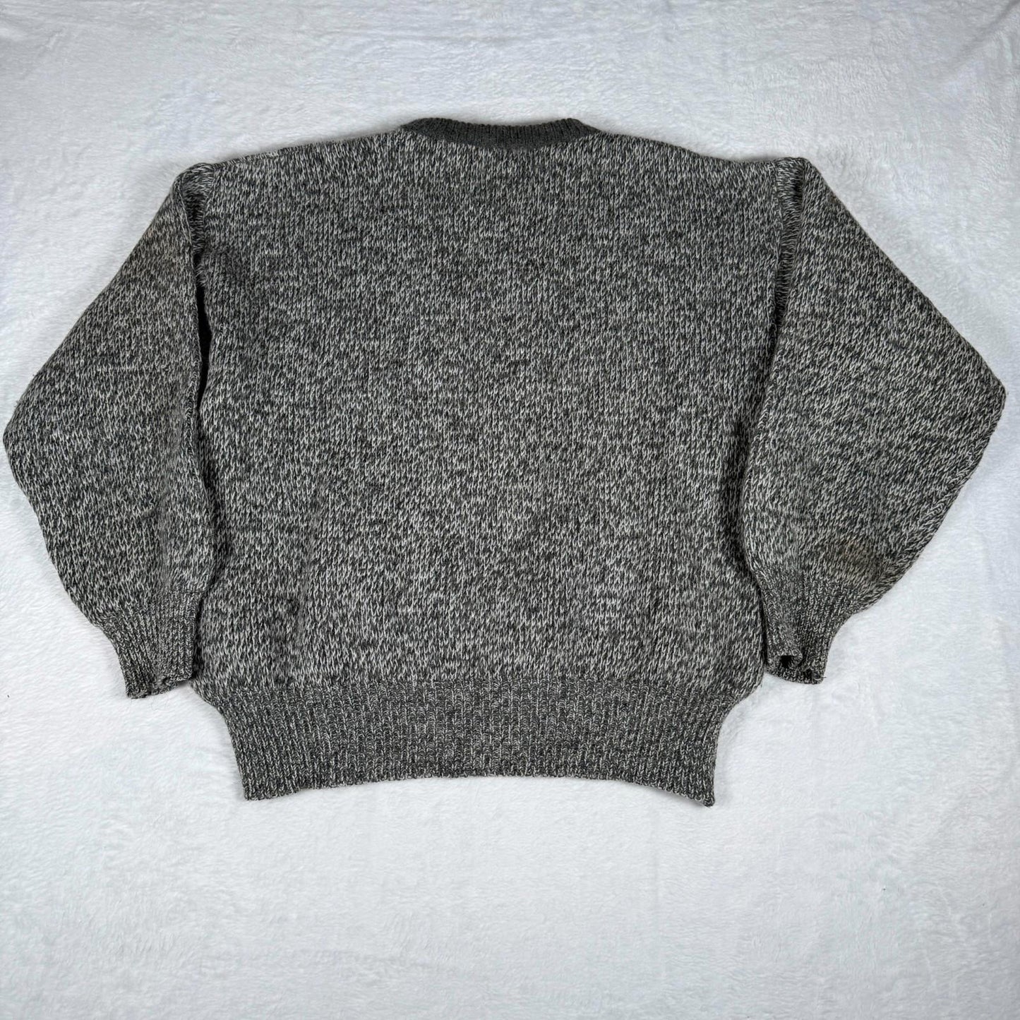 Vintage Ragno Knit Sweater Italian XL Grey Abstract 80s
