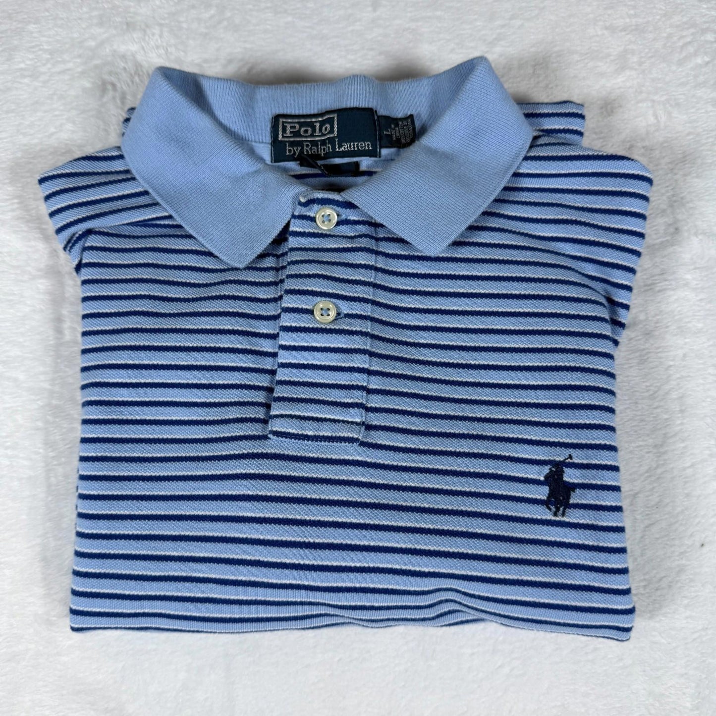 Vintage Ralph Lauren Polo Shirt Blue Black Stripe