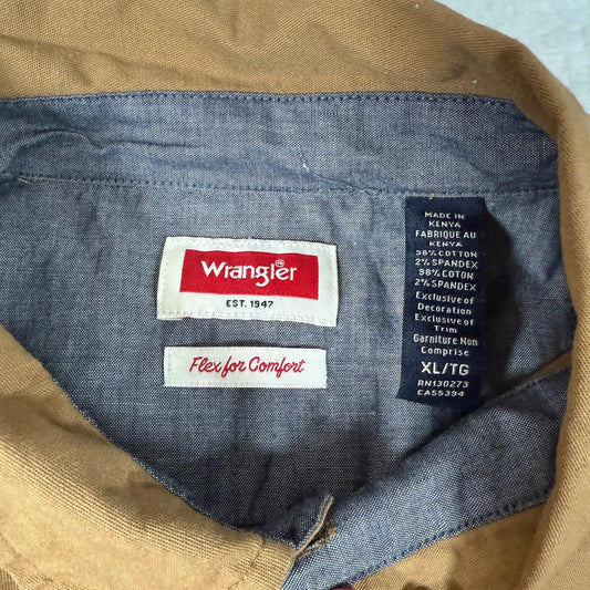 Wrangler Khaki Shirt Mens Short Sleeve