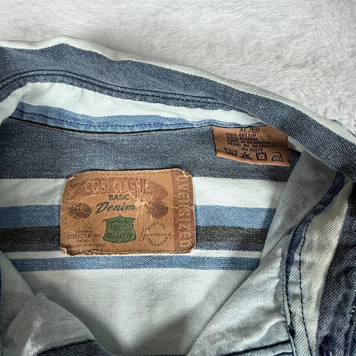 Cosi Classic Mens Striped Denim Shirt