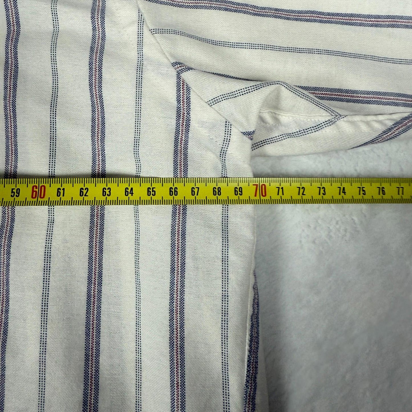 Manhattan Vintage Short Sleeve Shirt White Blue Striped