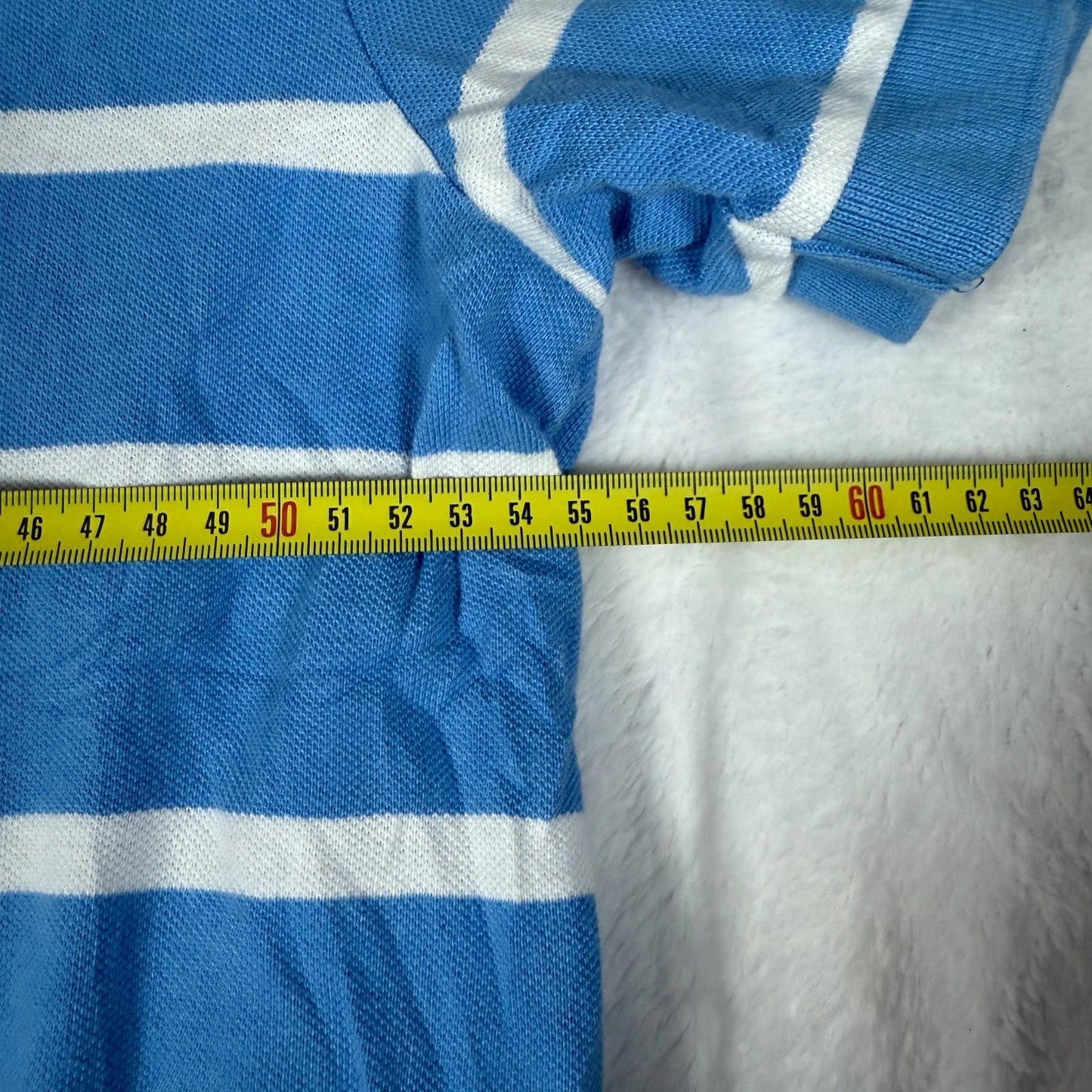 Chaps Polo Shirt Mens Large Blue White Striped