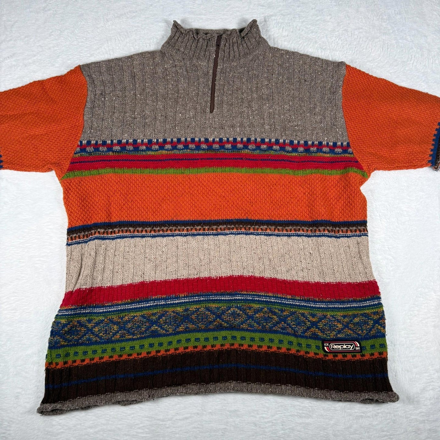 Vintage replay Ski Knit Jumper Mens XL MultiColour