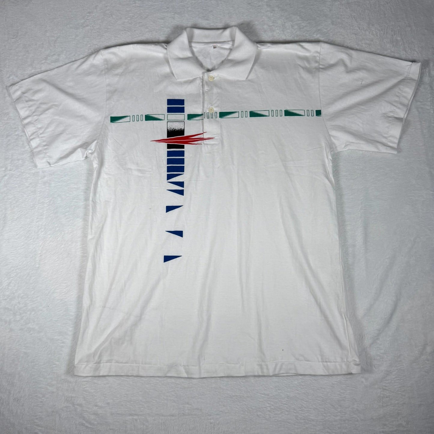 Men’s White Polo Shirt Abstract Design