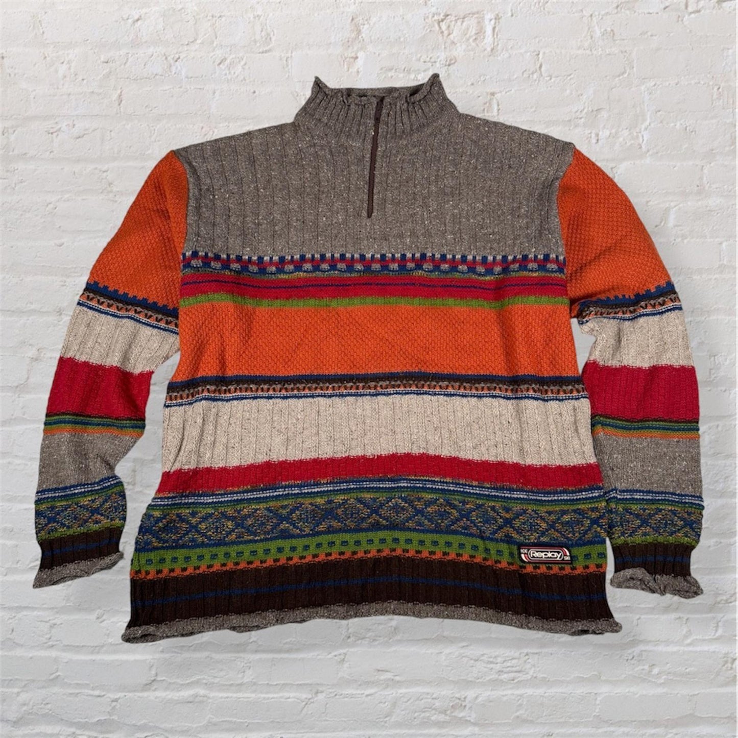 Vintage replay Ski Knit Jumper Mens XL MultiColour