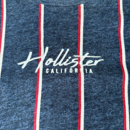 Hollister California Men’s TShirt Small Navy Stripe Spell Out
