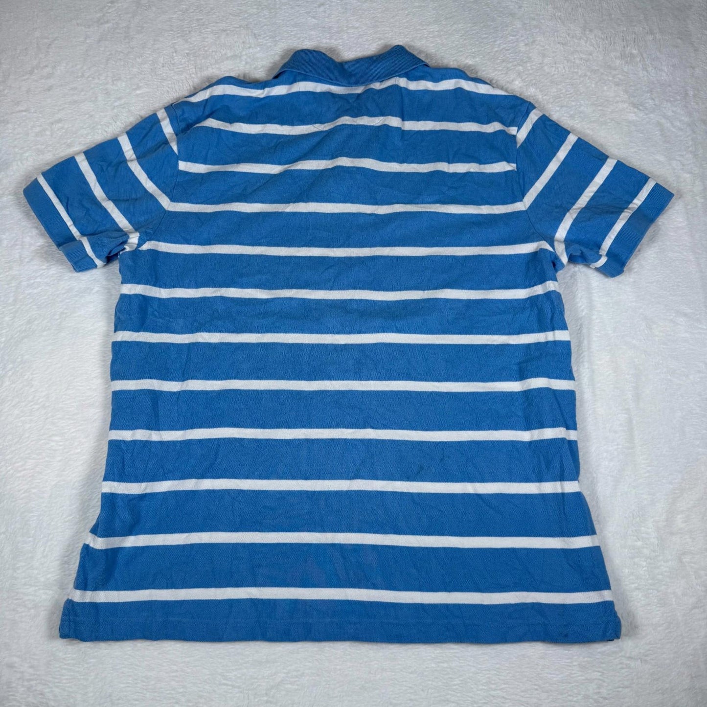 Chaps Polo Shirt Mens Large Blue White Striped