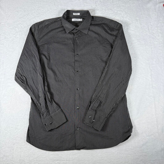 Mens Calvin Klein Shirt Black Grey Pinstripe