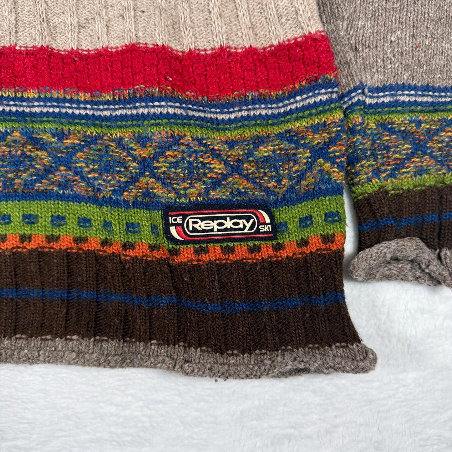 Vintage replay Ski Knit Jumper Mens XL MultiColour