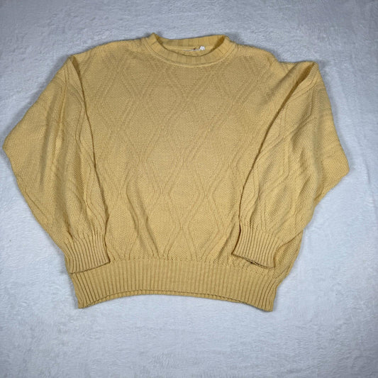 Vintage 80s Style Knit Jumper XL Yellow Diamond