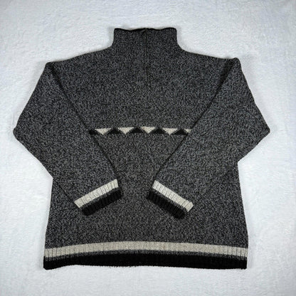 Men’s 1/4 Zip Knit Sweater Grey Black Large