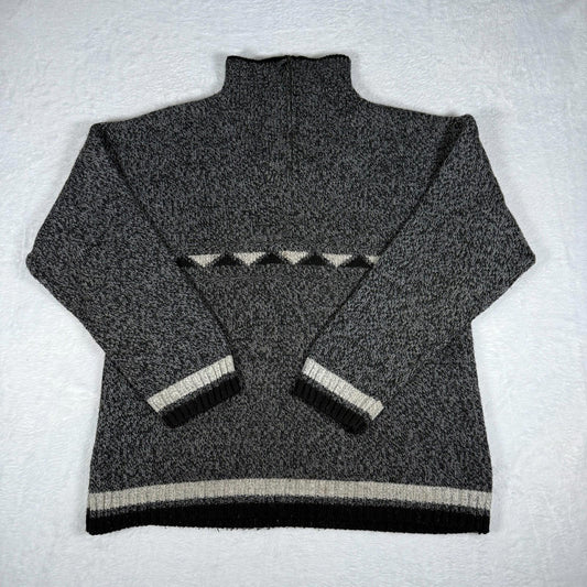 Men’s 1/4 Zip Knit Sweater Grey Black Large