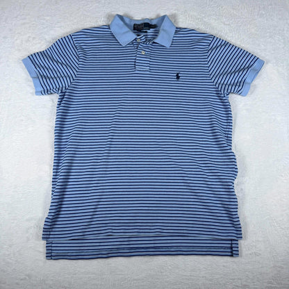 Vintage Ralph Lauren Polo Shirt Blue Black Stripe