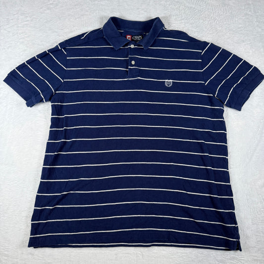 Chaps Polo Shirt L – Blue with White Stripes