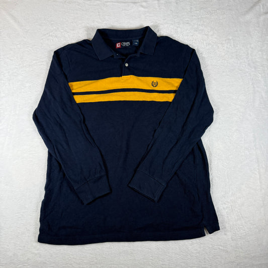Chaps Navy/Yellow Long Sleeve Polo