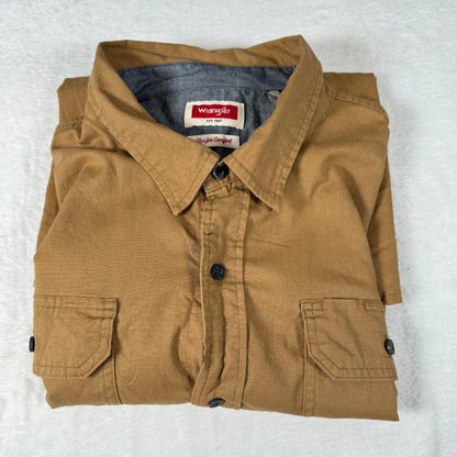 Wrangler Khaki Shirt Mens Short Sleeve