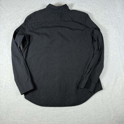 Calvin Klein Shirt Black Striped Slim Fit Men’s Large Long Sleeve - Good
