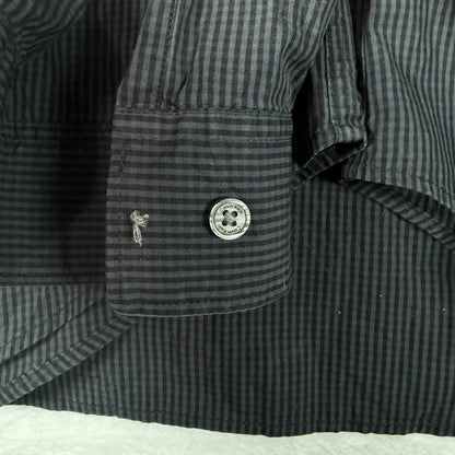 Calvin Klein Shirt Black Striped Slim Fit Men’s Large Long Sleeve - Good