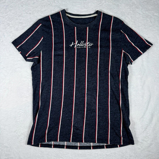 Hollister California Men’s TShirt Small Navy Stripe Spell Out