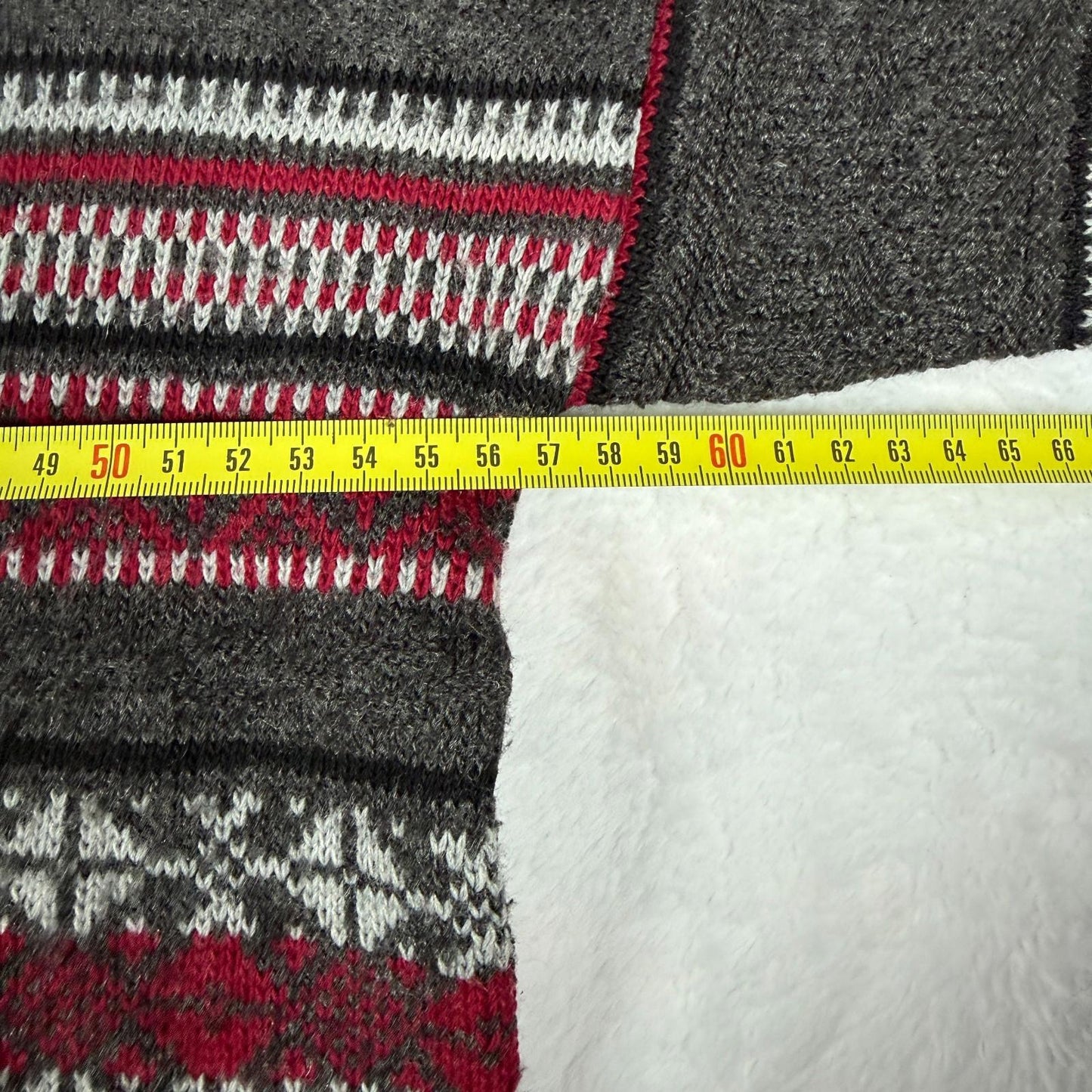 Vintage Knit Jumper Fair Isle Style Grey Red Pattern