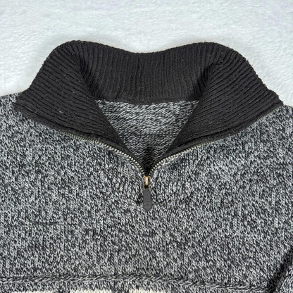 Men’s 1/4 Zip Knit Sweater Grey Black Large